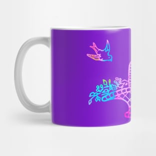 Rainbow Birds and a Basket of Flowers Mug